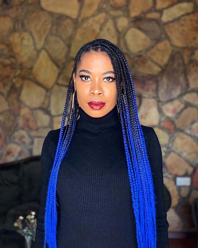 Blue Jumbo Knotless Braids