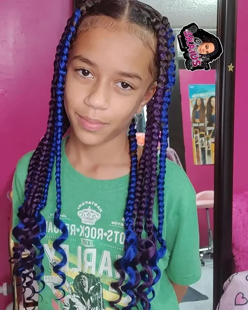 Blue & Purple Knotless Coi Leray Braids