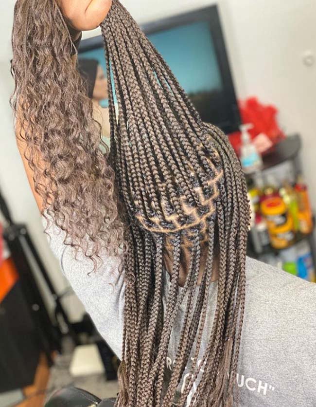 Chocolate Brown Goddess Knotless Braids