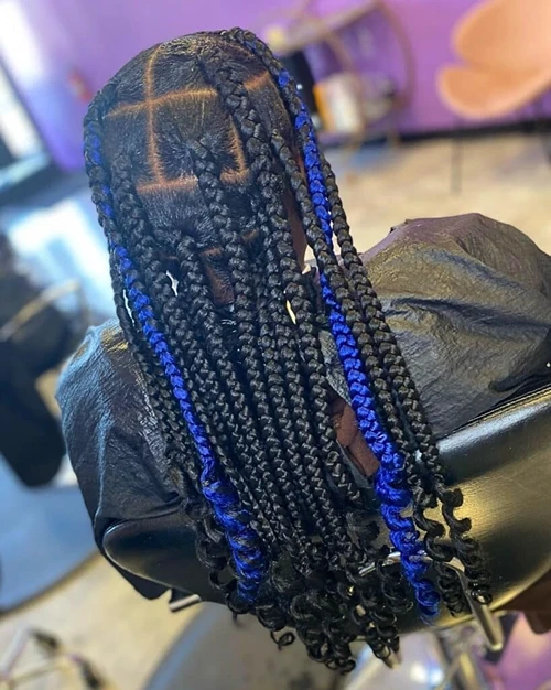 Coi Leray Braids With Blue Highlights