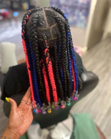 Colorful Jumbo Knotless Braids With Bead