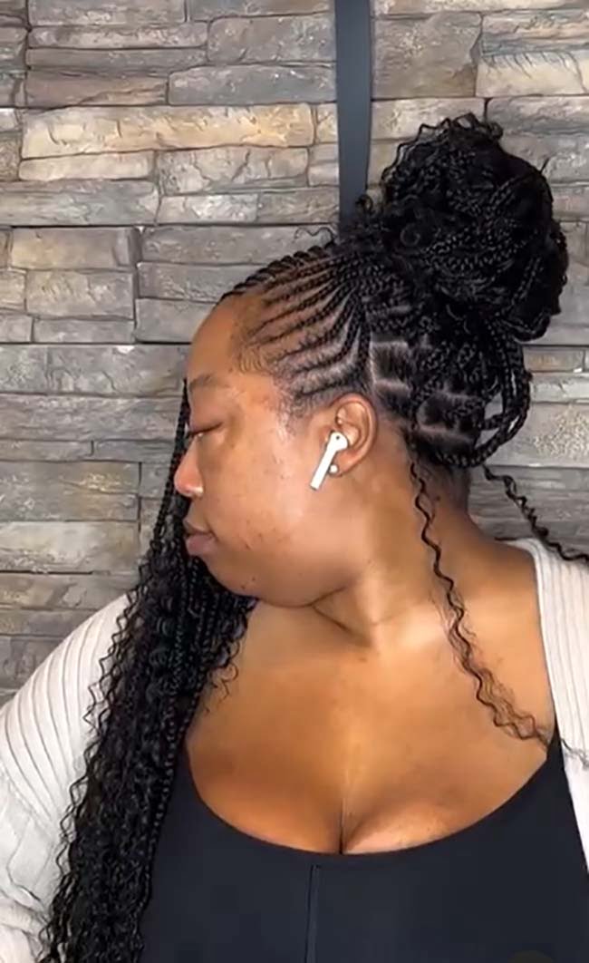 Cornrow Jumbo Knotless Braids in a Ponytail