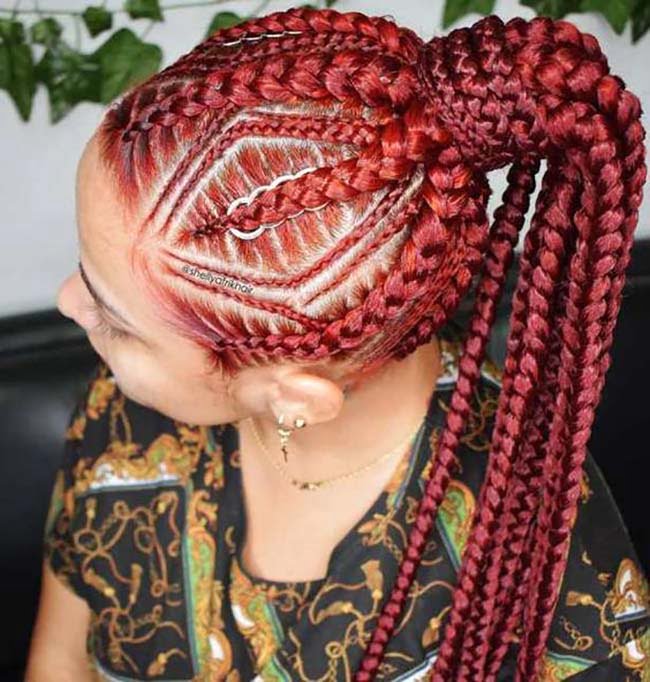 Cornrow Goddess Knotless Braids With Color 