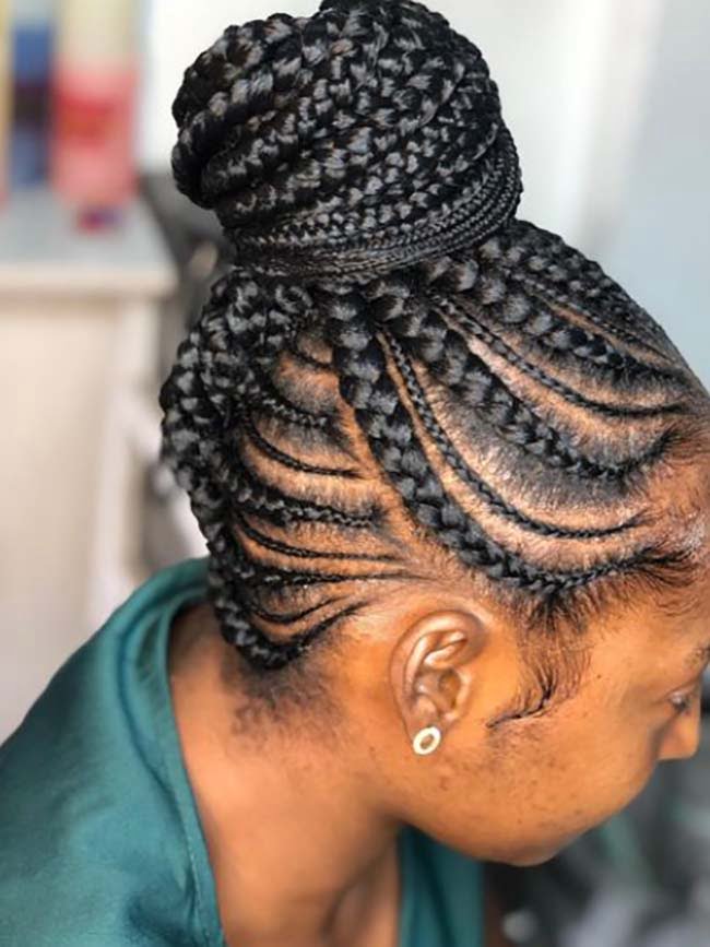 Cornrows Goddess Feed-In With a Bun 