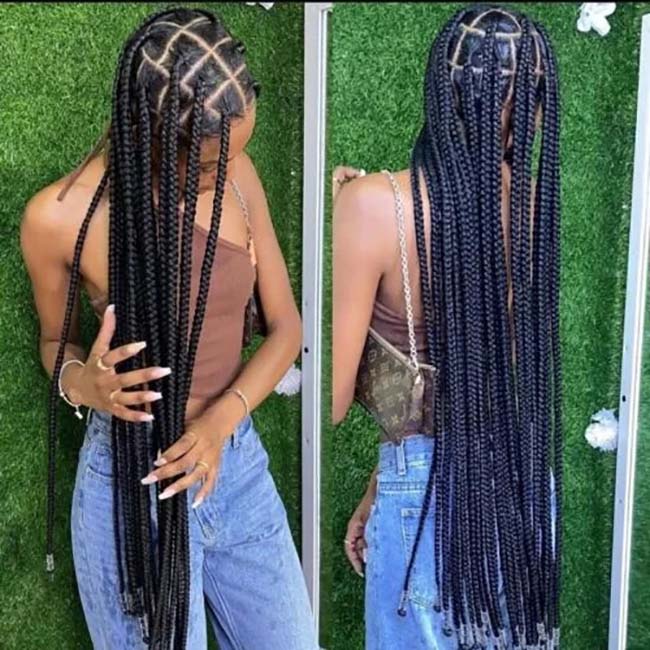 Extended Length Jumbo Knotless Braids