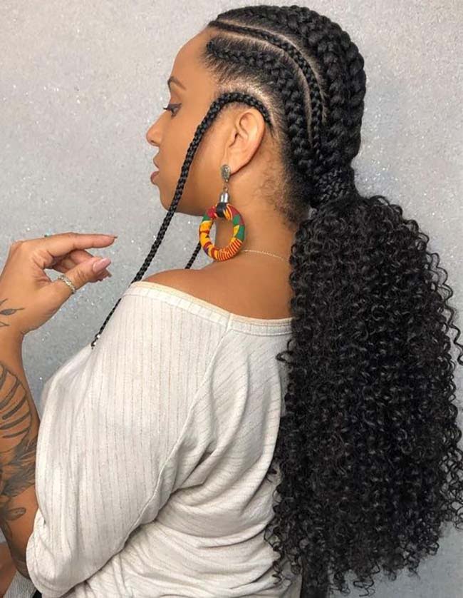 Goddess Braids With Curly Pony 