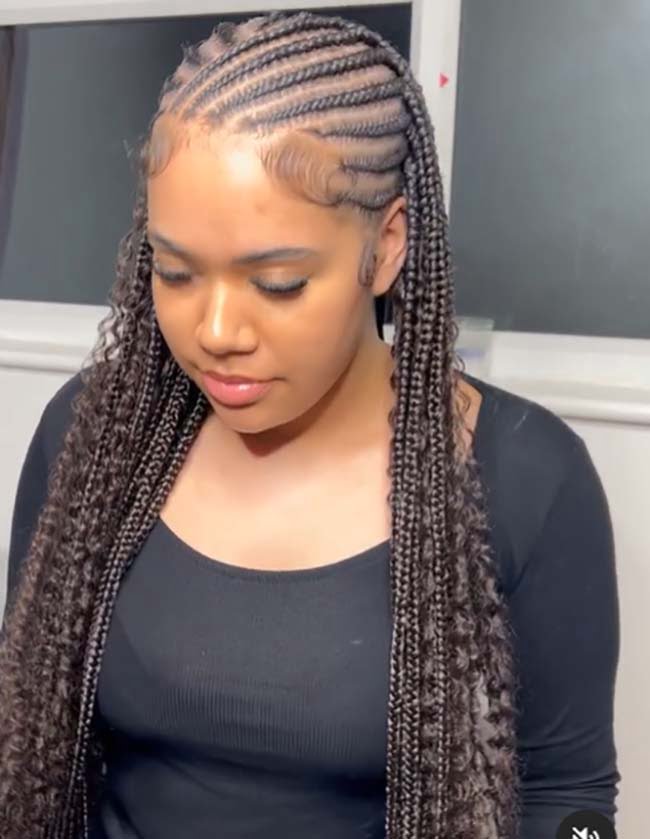 Goddess Knotless Braids With Front Cornrows 