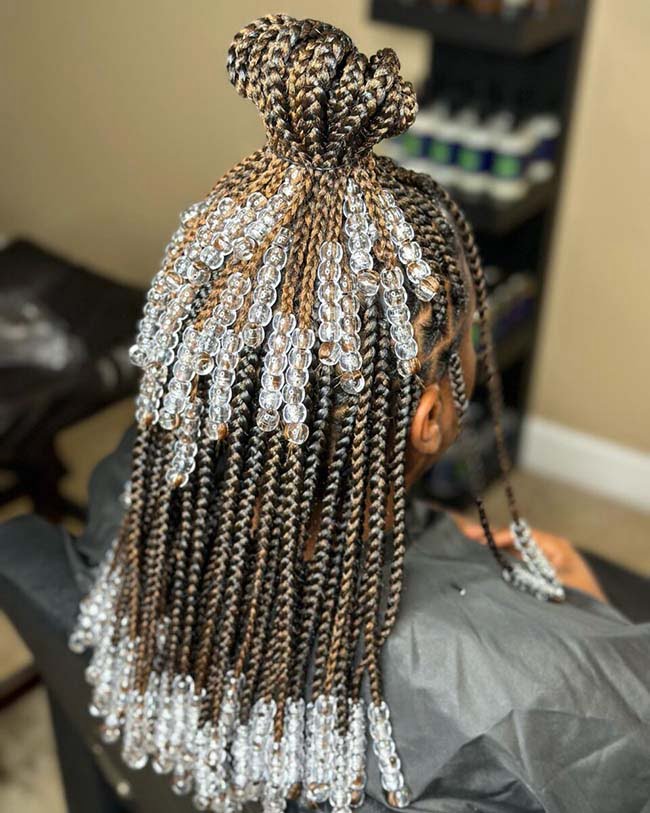 Goddess Knotless Braids with Beads 