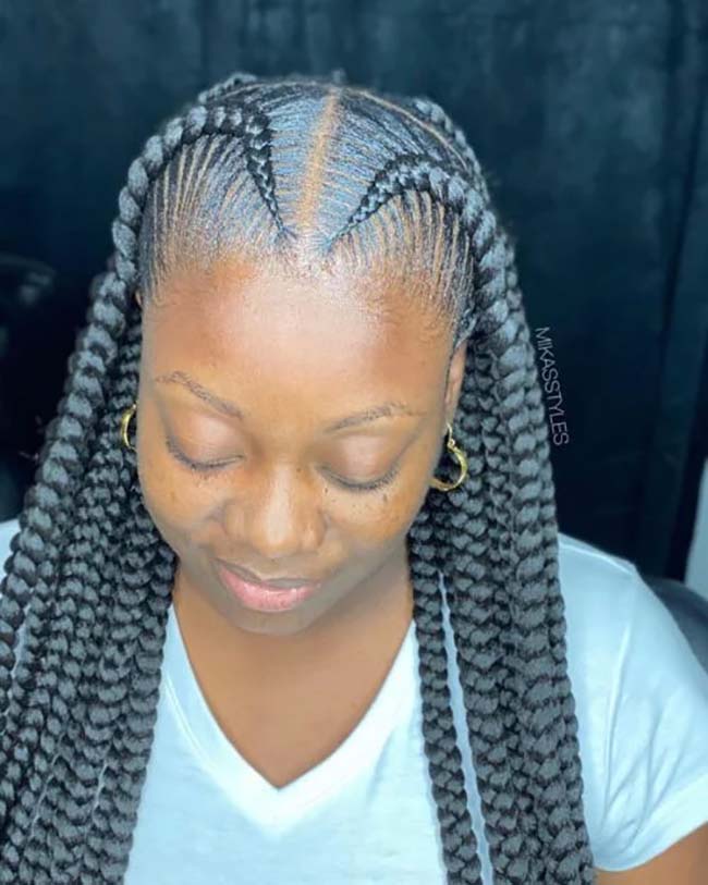 Half Feed in Half Jumbo Knotless Braids