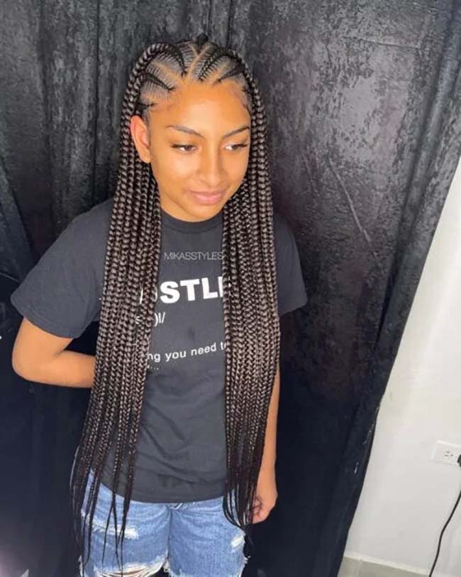 Half Stitch and Half Jumbo Knotless Braids