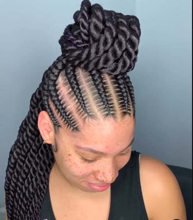 Half-Up Half-Down Twisted Jumbo Knotless Braids