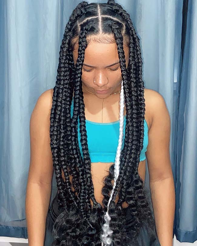 JUMBO BOX BRAIDS WITH CURLY ENDS