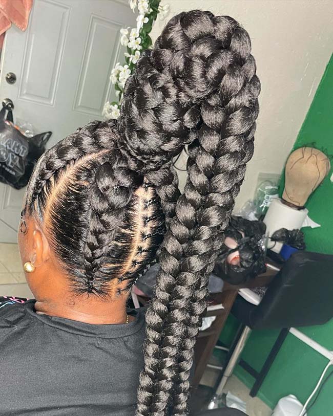 JUMBO BRAIDED HIGH PONYTAIL