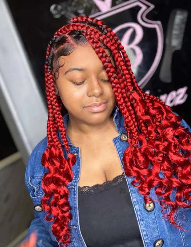 Jumbo Knotless Braids With Color