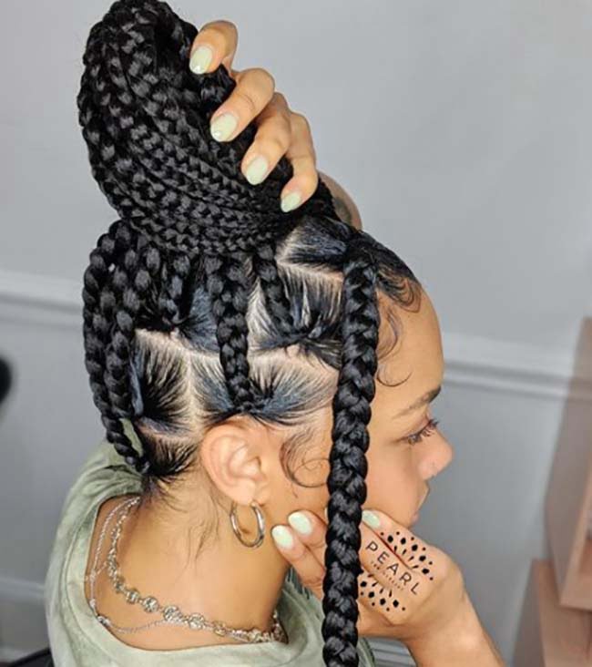 Jumbo Knotless Braids in a Bun