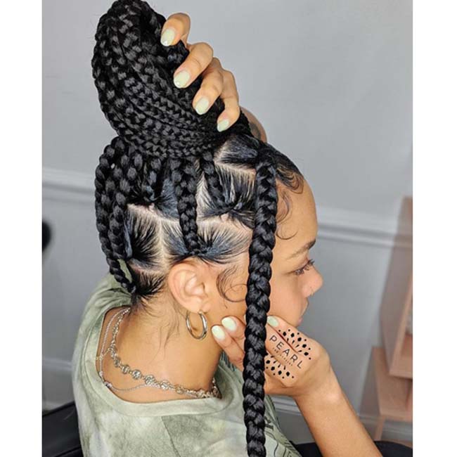 Jumbo Knotless Braids with Bun