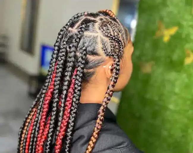 Jumbo knotless braids with color 