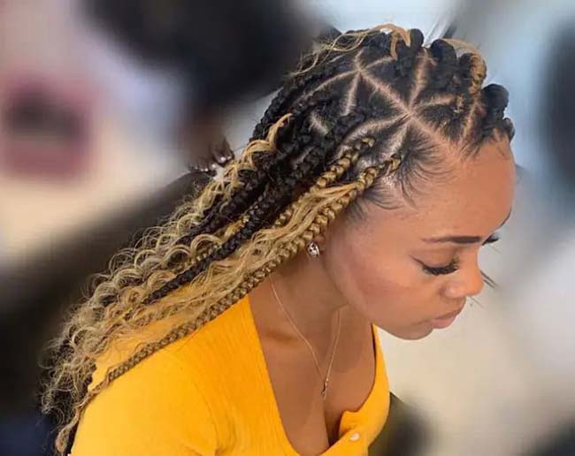 Jumbo triangle knotless braids 