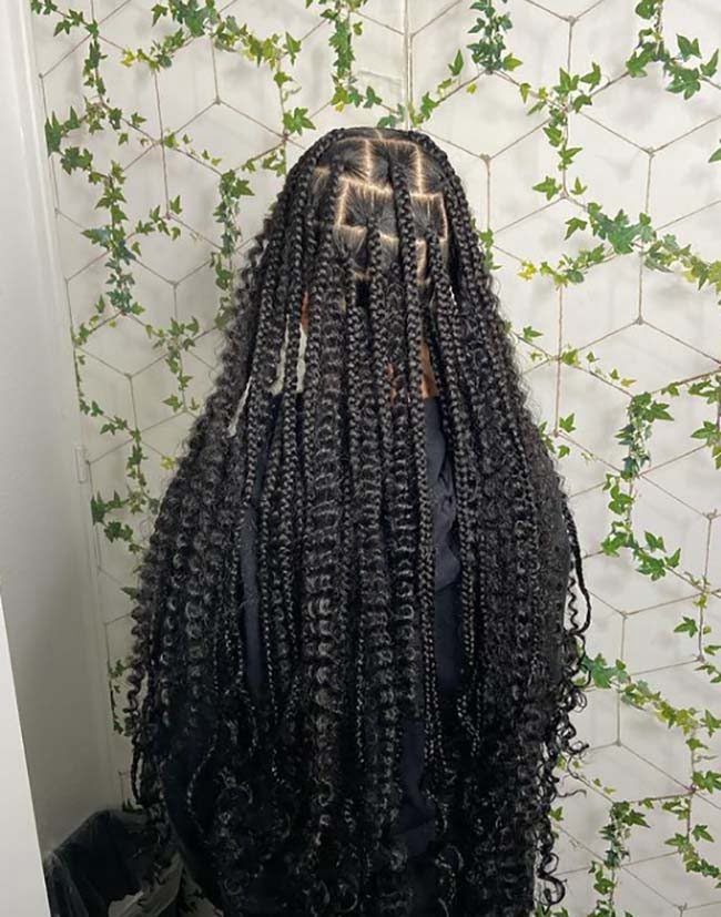 Long Goddess Knotless Braids Bob