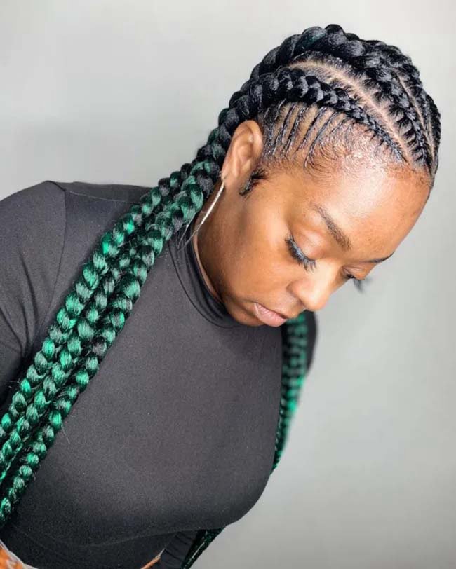 Long Goddess Knotless Braids With Color 