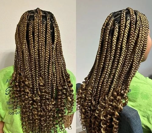 Medium-Thick knotless curly braids