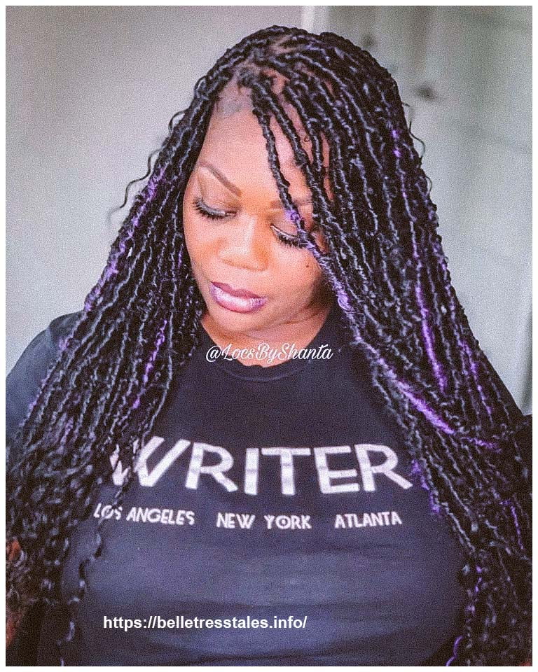 Midback Bohemian Locs with a Splash of Purple 