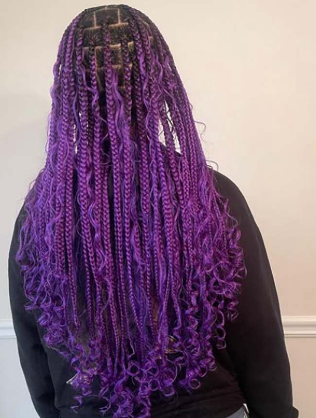 Purple Goddess Knotless Braids