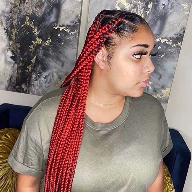 Red Jumbo Knotless Braids