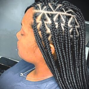 Triangle Center Parts Box Braids