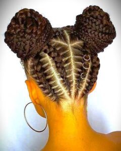 Tribal Braids into Two Buns