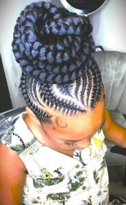 Tribal Braids into a Bun Updo