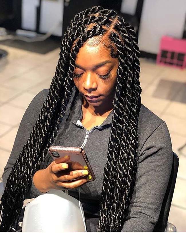 Twisted Jumbo Knotless Braids