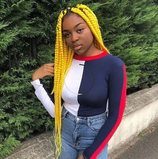 Yellow Jumbo Knotless Braids