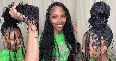 Bob bohemian knotless braids