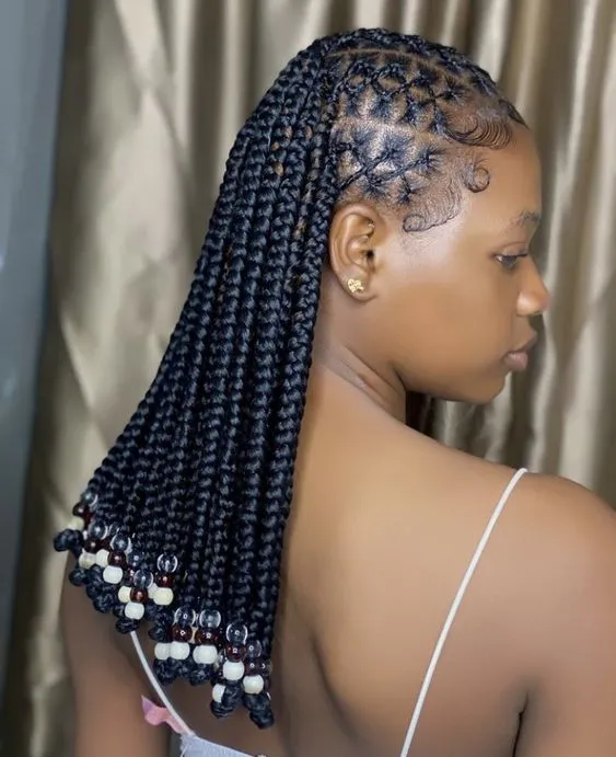 Criss Cross Braids With White Beads