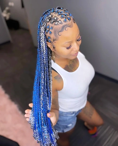 Criss Cross Knotless Braids With Beads