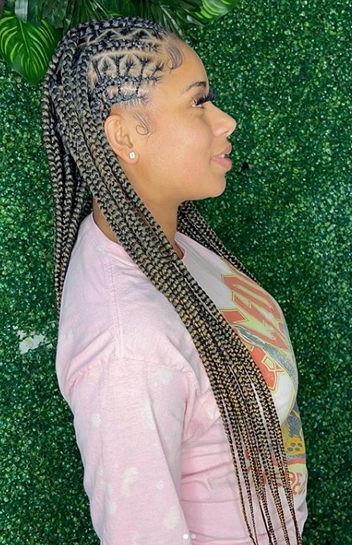 Criss Cross Knotless Braids With Color