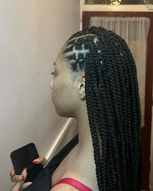 Half Knotless Half Cross Braids