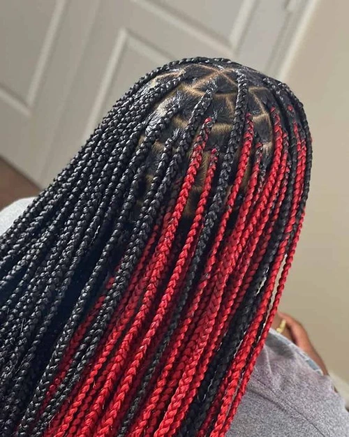 Half Red Half Black Knotless Braid