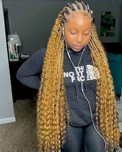 Honey blonde bohemian braids