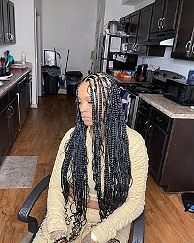 Jet Black Bohemian Knotless Braids