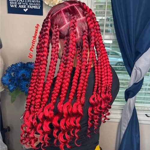 Jumbo Red Knotless Braids