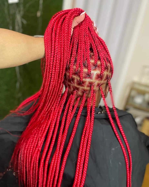 Long and Red Box Braids