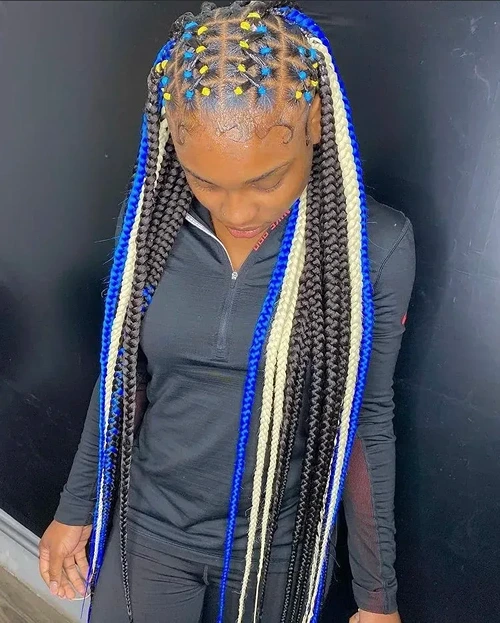 Mixed Color Criss Cross Knotless Braids