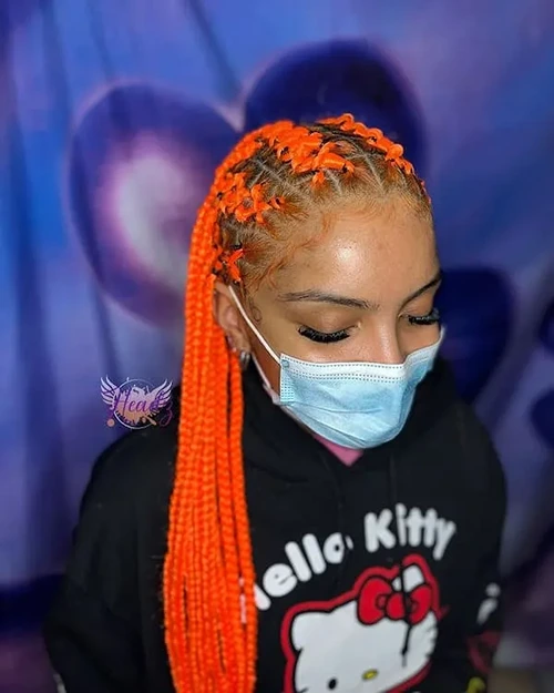 Orange Criss Cross Knotless Braids