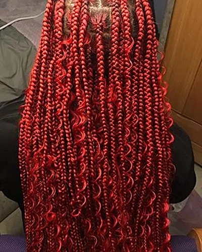 Red Bohemian Knotless Braids