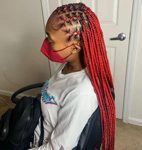 Red Criss Cross Knotless Braids