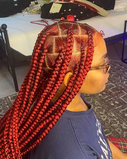 Red Large Knotless Braids