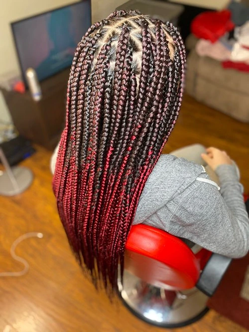 black and red ombre knotless braids