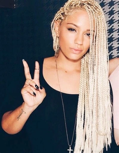 blonde knotless braids on light skin